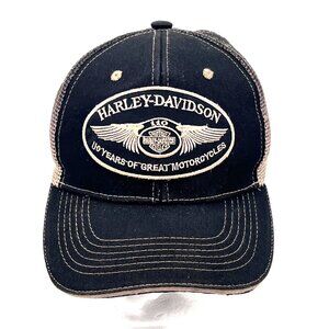 Harley Davidson 110 Years Of Great Motorcycles Trucker Cap Black Tan From 2012